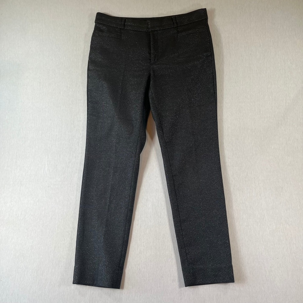 Banana Republic Pants Women 6 Sloan Curvy Fit Black Metallic Texture Slim 28" In